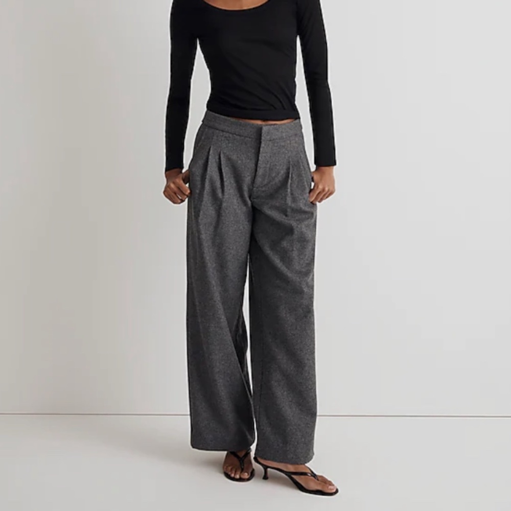 Madewell Harlow Low-Slung Wide Leg Wool Trousers